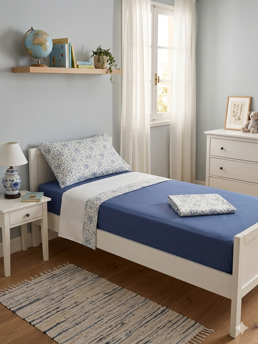 Parure letto singolo provenzale blu